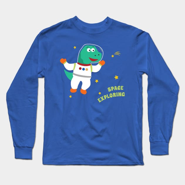 Funny dinosaur in space. Dinosaur in outer space Long Sleeve T-Shirt by KIDS APPAREL